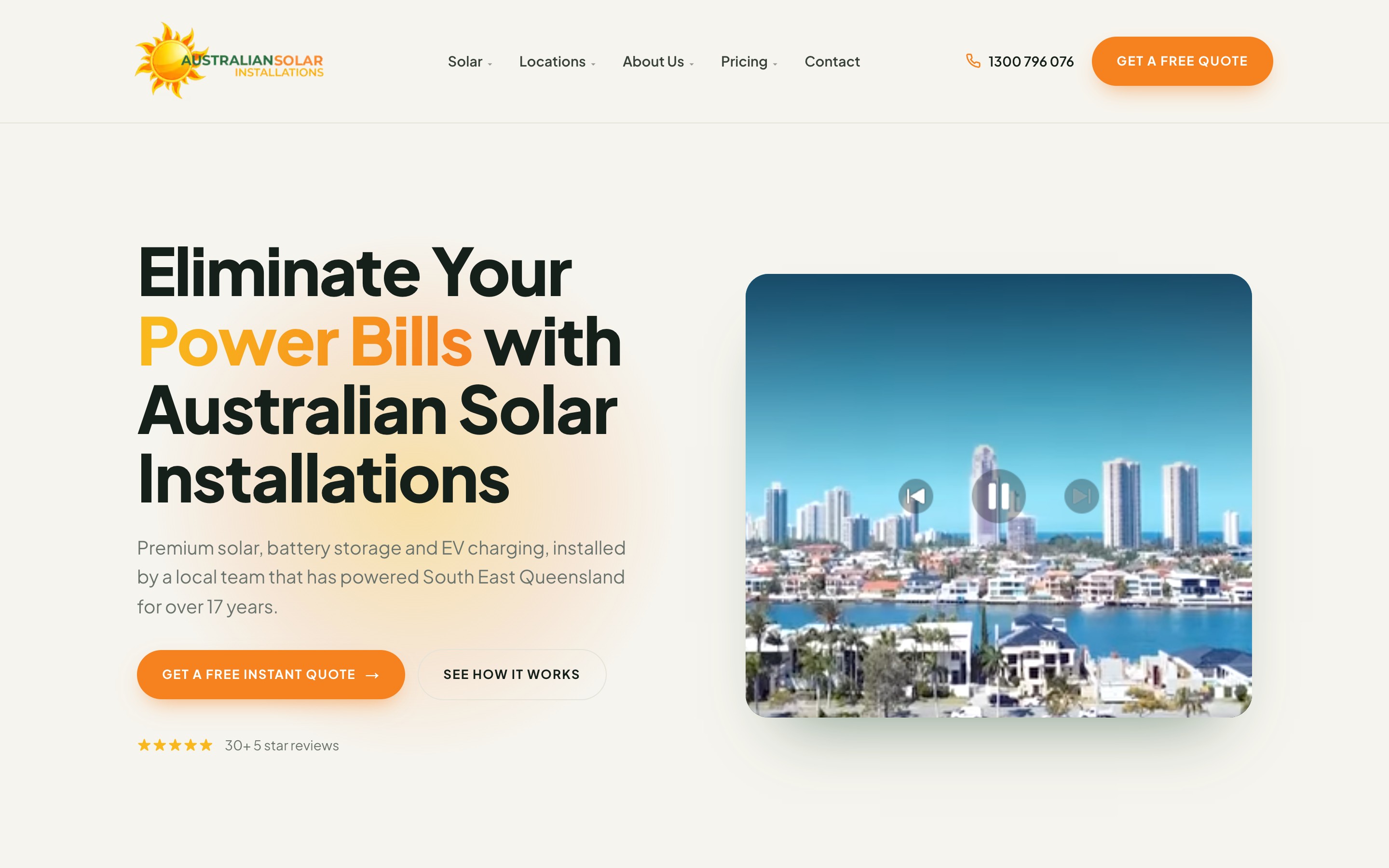 Australian Solar Installations desktop website design