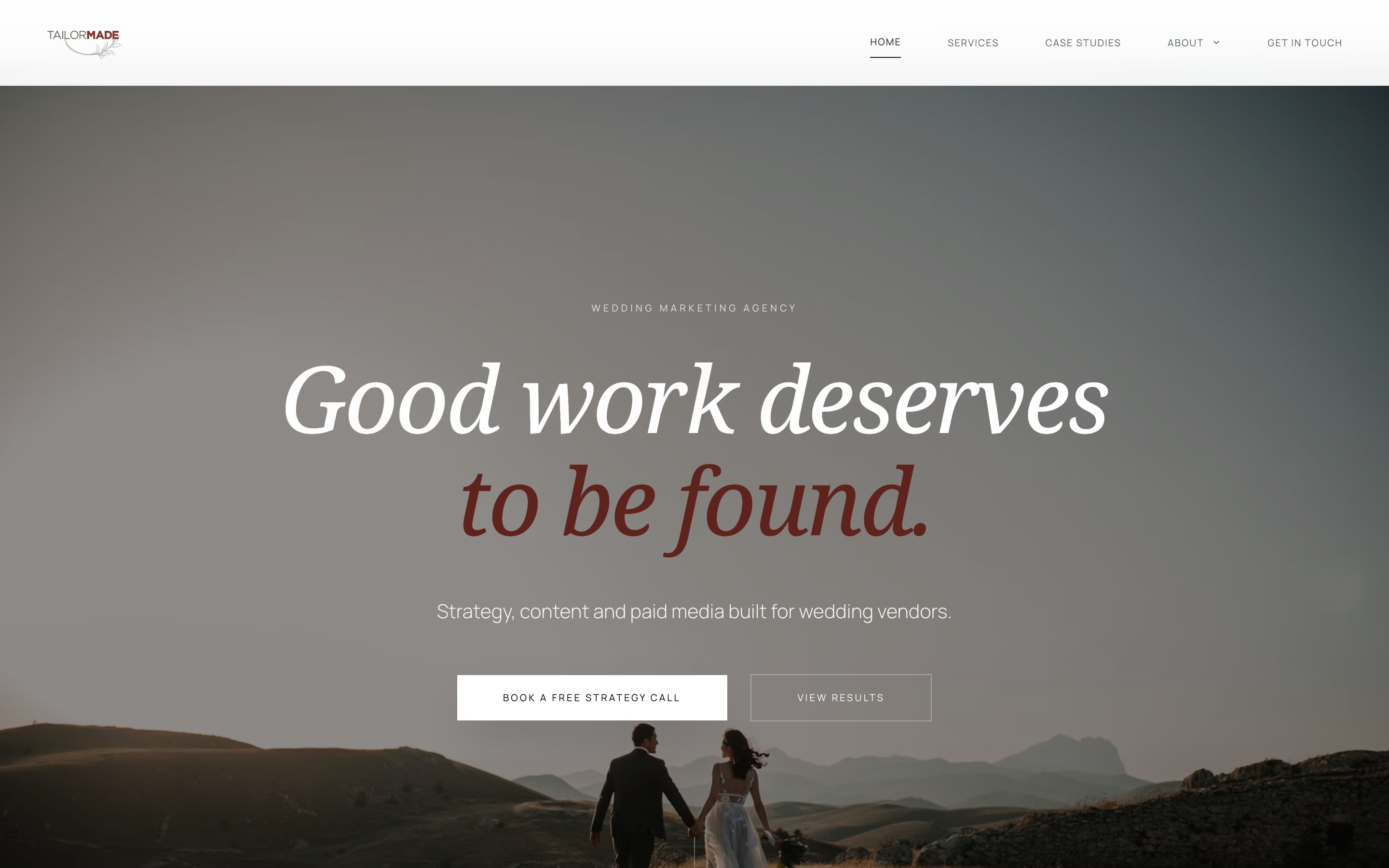 TailorMade Weddings desktop website design