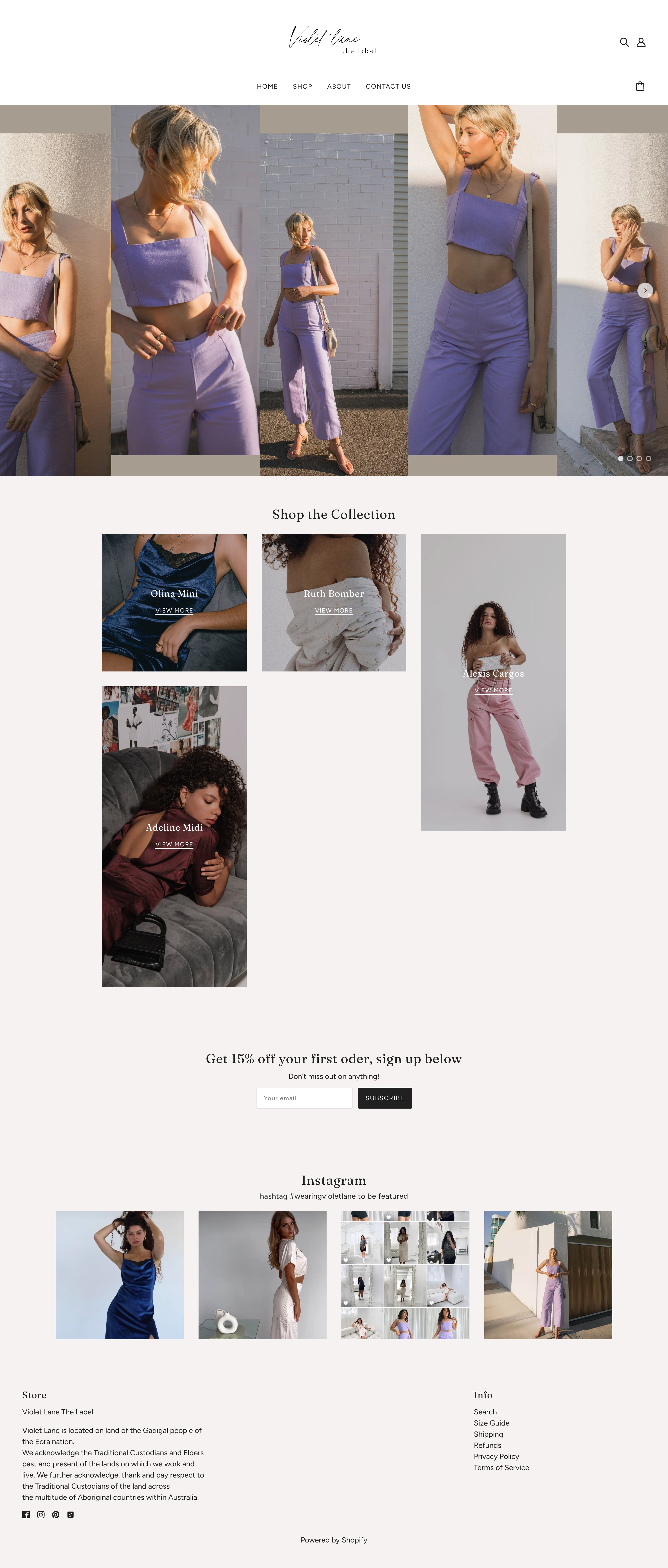 Violet Lane the Label full homepage design